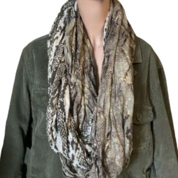Express Accessories - ✨HP✨EXPRESS Gold Brown Animal Snake Print Infinity Scarf✨